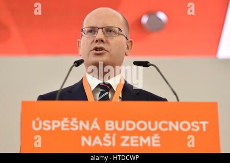Brno, Czech Republic. 10th Mar, 2017. Czech Prime Minister Bohuslav Sobotka was re-elected chairman of the Social Democratic Party (CSSD) at the party's congress winning about 67 percent of the vote today in Brno, Czech Republic, March 10, 2017. Credit: Vaclav Salek/CTK Photo/Alamy Live News Stock Photo