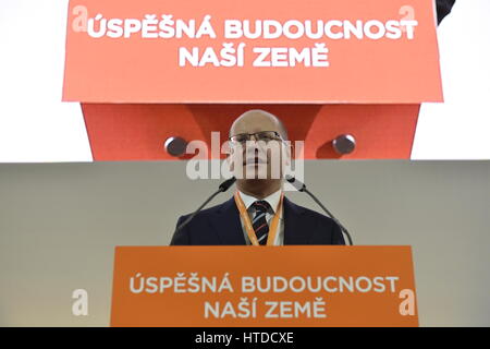 Brno, Czech Republic. 10th Mar, 2017. Czech Prime Minister Bohuslav Sobotka was re-elected chairman of the Social Democratic Party (CSSD) at the party's congress winning about 67 percent of the vote today in Brno, Czech Republic, March 10, 2017. Credit: Vaclav Salek/CTK Photo/Alamy Live News Stock Photo