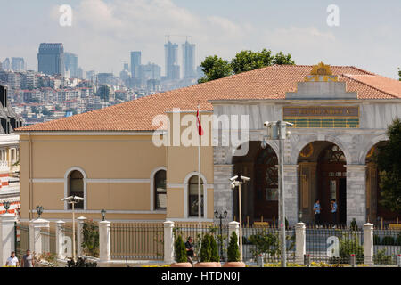 historical centre istanbul seashore with boats and tower turkey Stock Photo