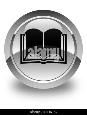 Book icon isolated on glossy white round button abstract illustration Stock Photo