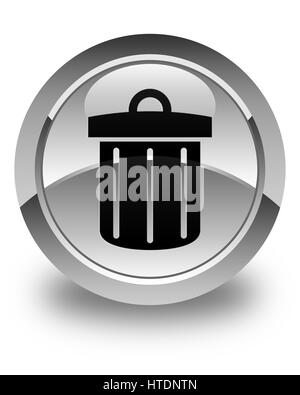 Recycle bin icon isolated on glossy white round button abstract illustration Stock Photo