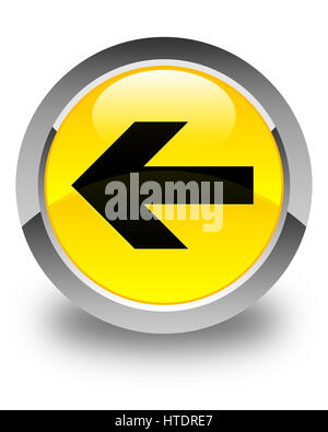 Back arrow icon isolated on glossy yellow round button abstract illustration Stock Photo