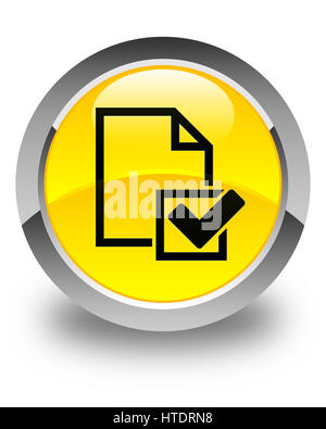 Checklist icon isolated on glossy yellow round button abstract illustration Stock Photo