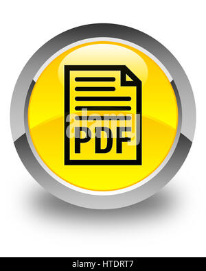 PDF document icon isolated on glossy yellow round button abstract illustration Stock Photo