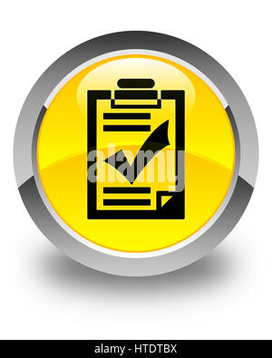 Checklist icon isolated on glossy yellow round button abstract illustration Stock Photo