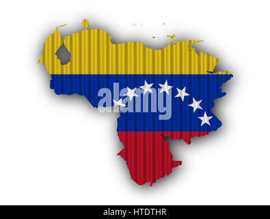 Map and flag of Venezuela on corrugated iron Stock Photo