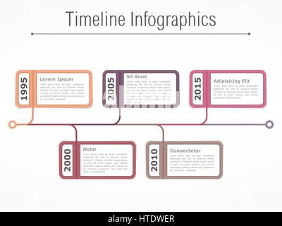 Horizontal timeline infographics template with dates and place for your text, vector eps10 illustration Stock Photo