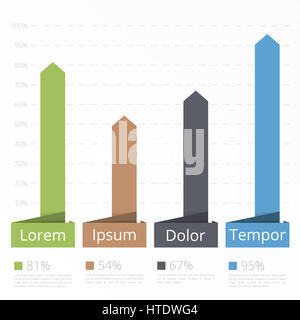 Bar chart template, vertical bars showing different value of percents on the graph, business infographics template Stock Photo