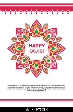 Happy Ugadi Gudi Padwa Hindu New Year Greeting Card Holiday Stock Vector