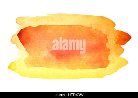 Yellow orange watercolor brush strokes. Vivid element for your design Stock Photo