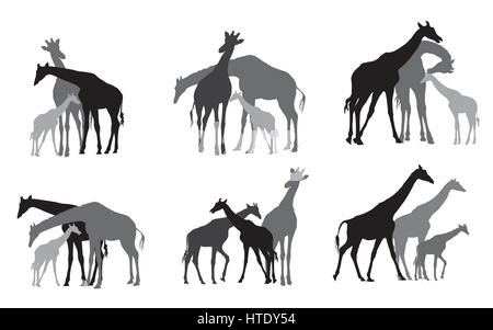 Black silhouettes Family on white background. Vector illustration Stock ...