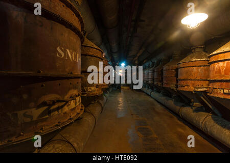 Fort de Fermont, Longuyon, France. The Boiler room in an underground Maginot line fortress Stock Photo