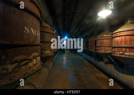 Fort de Fermont, Longuyon, France. The Boiler room in an underground Maginot line fortress Stock Photo