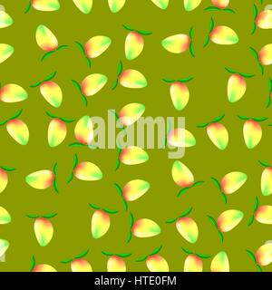 Ripe Mango Fruit Seamless Pattern Stock Vector