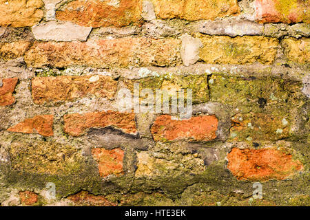 Grunge background with a wall of old bricks Stock Photo