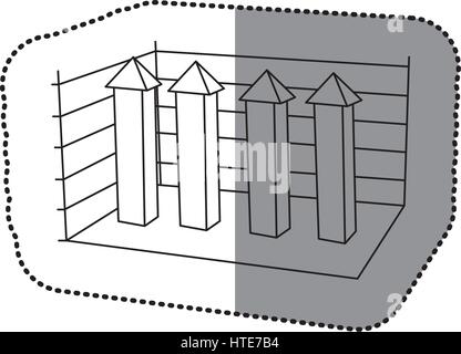 monochrome silhouette sticker with arrow bars of statistic Stock Vector