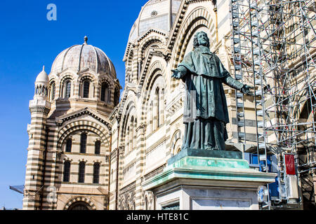 Marseille Cathedral (Cathedrale Sainte-Marie-Majeure or Cathedrale de la Major), a Roman Catholic cathedral and a national monument of France. Stock Photo