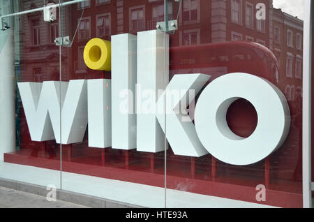 Wilko homeware retailer sign logo, Fulham, London, UK. Stock Photo