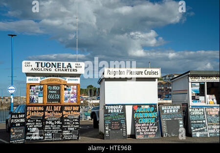 Paignton Harbour Boating Booking Huts on the south Devon coast west of england Stock Photo