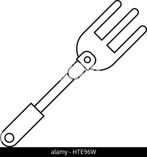 garden fork handle thin line Stock Vector