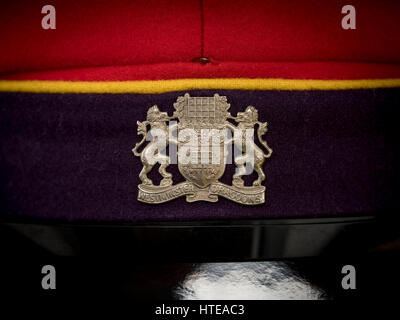 Close up of the cap badge of The Westminster Dragoons. Stock Photo