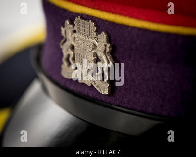 Close up of the cap badge of The Westminster Dragoons. Stock Photo