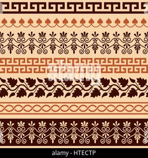 Ancient Greek pattern - seamless set of antique borders from Greece Stock Vector