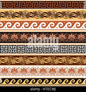 Ancient Greek pattern - seamless set of antique borders from Greece Stock Vector