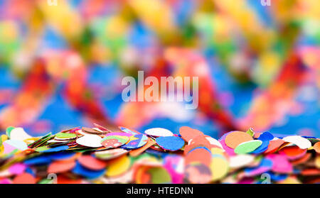 confetti and colorful paper streamer at carnival Stock Photo