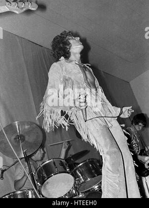 THE WHO: Keith Moon, Roger Daltrey and Pete Townshend (L to R) performing with UK rock band The Who in the Anson Rooms, Bristol University Students’ Union, 7 December 1968 Stock Photo