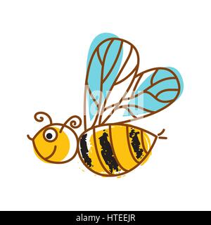 Honeybee hand drawn icon isolated vector. Stock Vector