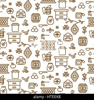 Apiary outline icon seamless vector pattern. Stock Vector