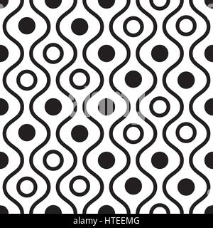 Geometric black and white minimalistic wavy pattern. Stock Vector