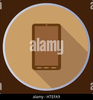 Flat mobile phone icon with a long shadow, vector illustration. Stock Vector