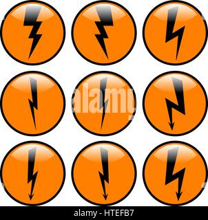 Set of 9 different plane vector icons lightning. Stock Vector