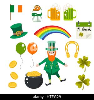 St. Patrick holiday vector illustration set. Stock Vector