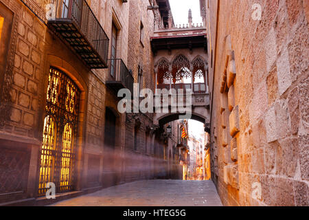 Bridge of Sighs, Gothic Quarter, Barcelona, Spain Stock Photo