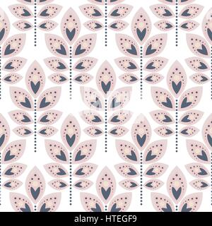Stylized leaf pale pink seamless pattern. Stock Vector