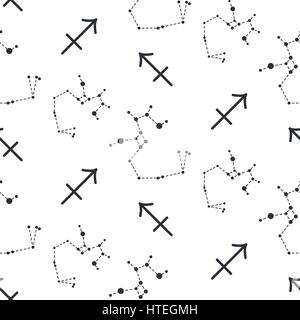 Sagittarius constellation seamless vector pattern. Stock Vector