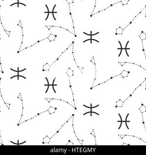 Pisces constellation seamless vector pattern. Stock Vector