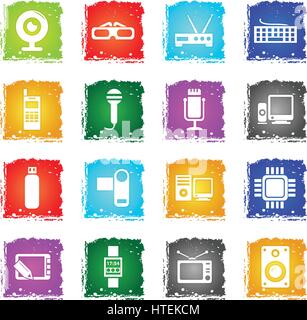 gadget vector web icons in grunge style for user interface design Stock Vector