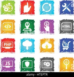 seo vector web icons in grunge style for user interface design Stock Vector