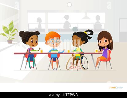 Cartoon classmates sitting together in classroom vector illustration ...