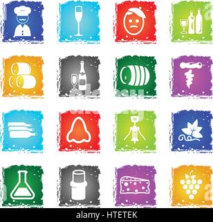 vineyard vector web icons in grunge style for user interface design Stock Vector
