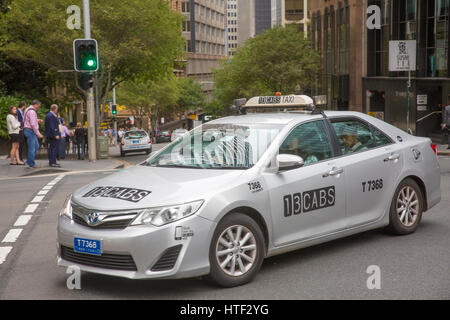 For hire Taxis in Sydney city centre,australia Stock Photo