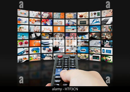 Multimedia video wall television broadcast. multimedia wall television video broadcast advertising background broadcasting concept Stock Photo