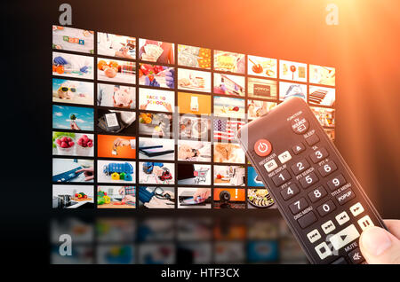 Multimedia video wall television broadcast. multimedia wall television video broadcast advertising background broadcasting concept Stock Photo