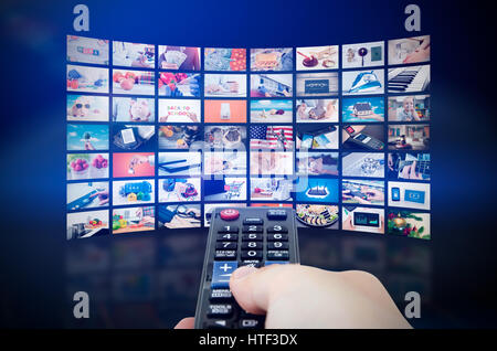 Multimedia video wall television broadcast. multimedia wall television video broadcast advertising background broadcasting concept Stock Photo