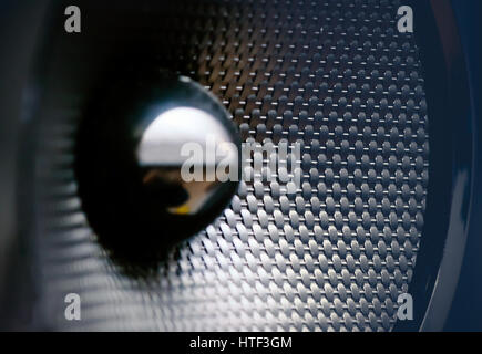 Speaker music sound black pattern macro concept Stock Photo