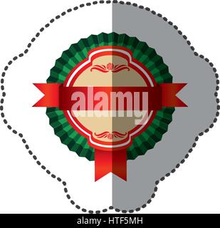 color round emblem with ribbon icon Stock Vector